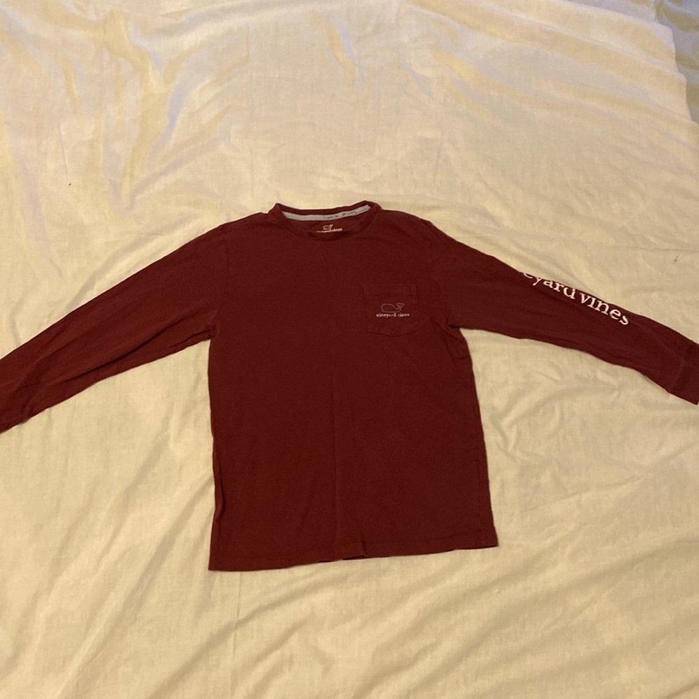 vineyard vines maroon long sleeved shirt